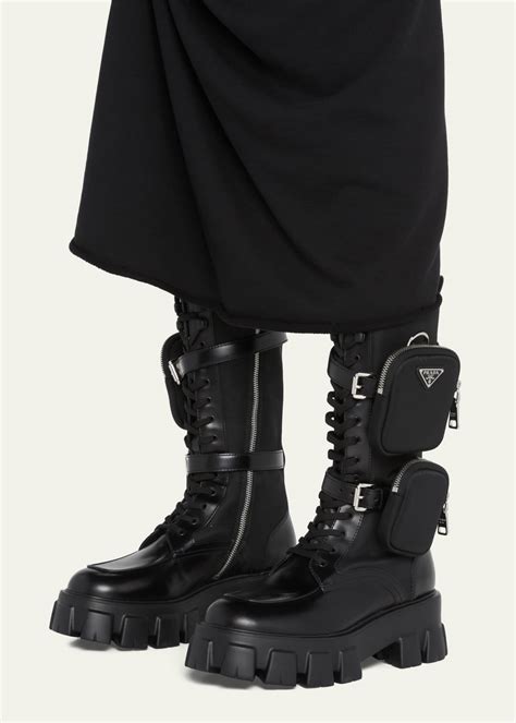 monolith prada mercoledì|prada monolith combat boots.